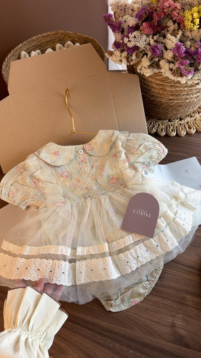 Conjunto Vestido Floral Vintage para Bebé Niña | | Ropa de bebé y niña | El Closet de Emma