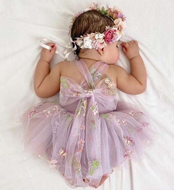 Vestido Lila con Tul Bordado – Modelo Lavender Bloom