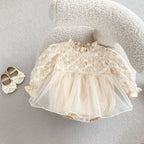 Vestido de Encaje con Flores 3D y Tul