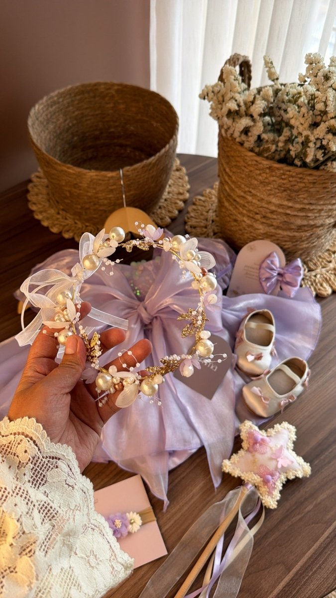 Outfit Princesa Lavanda Vintage para Bebé | Vestido Elegante con Accesorios | | Ropa de bebé y niña | El Closet de Emma