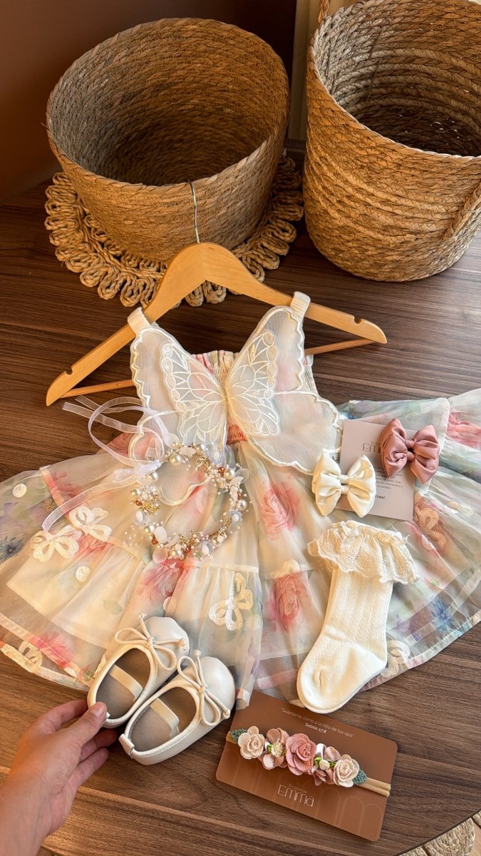 Vestido outfit Jardín de Mariposas de Ensueño | | Ropa de bebé y niña | El Closet de Emma