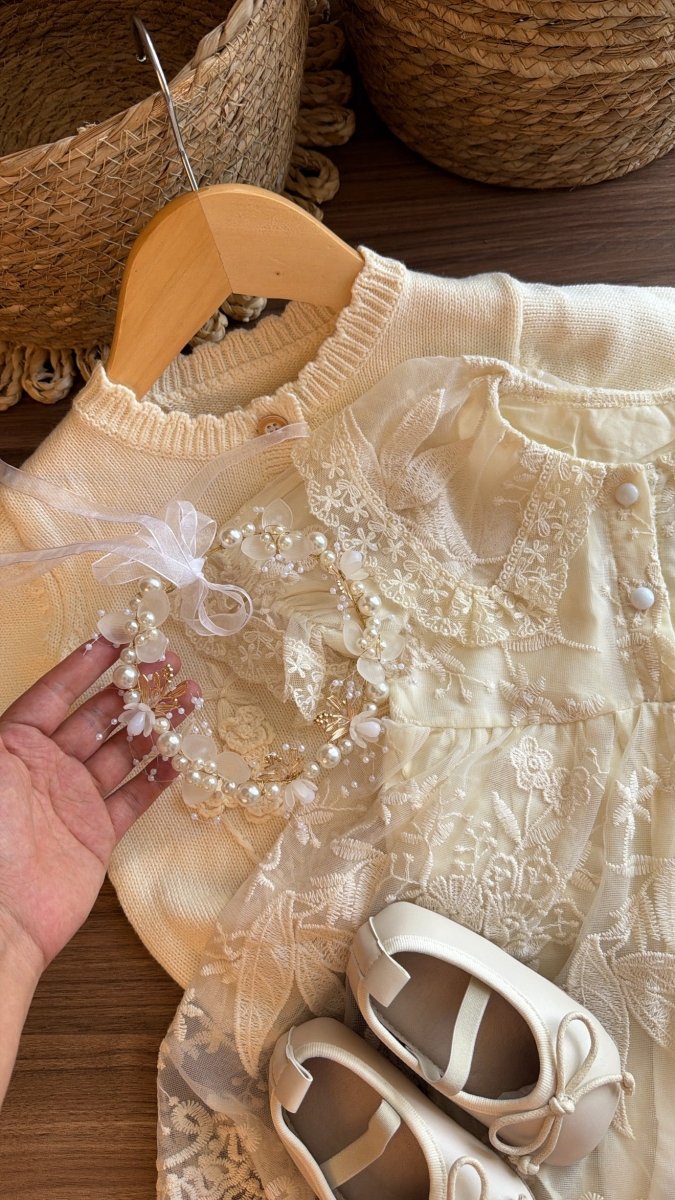 Vestido outfit Emma perla | | Ropa de bebé y niña | El Closet de Emma