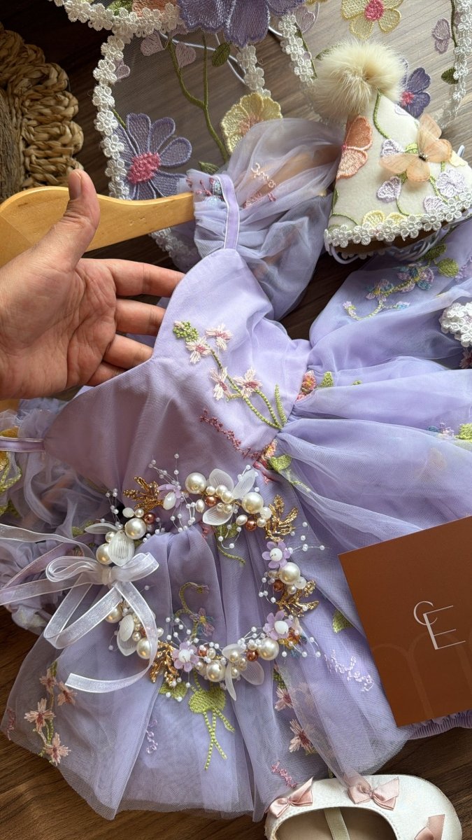 Vestido conjunto lila encantada | Vestido de Encaje | Ropa de bebé y niña | El Closet de Emma