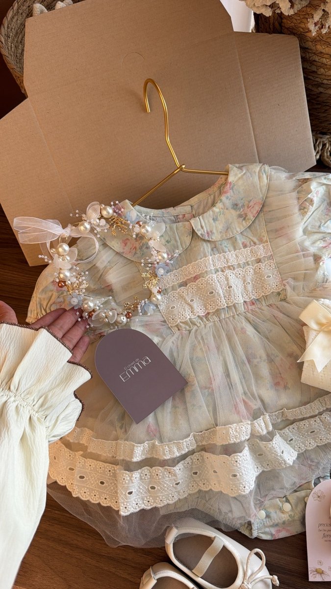 Conjunto Vestido Floral Vintage para Bebé Niña | | Ropa de bebé y niña | El Closet de Emma