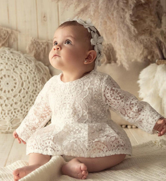 Body Vestido de Encaje Marfil – Manga Larga