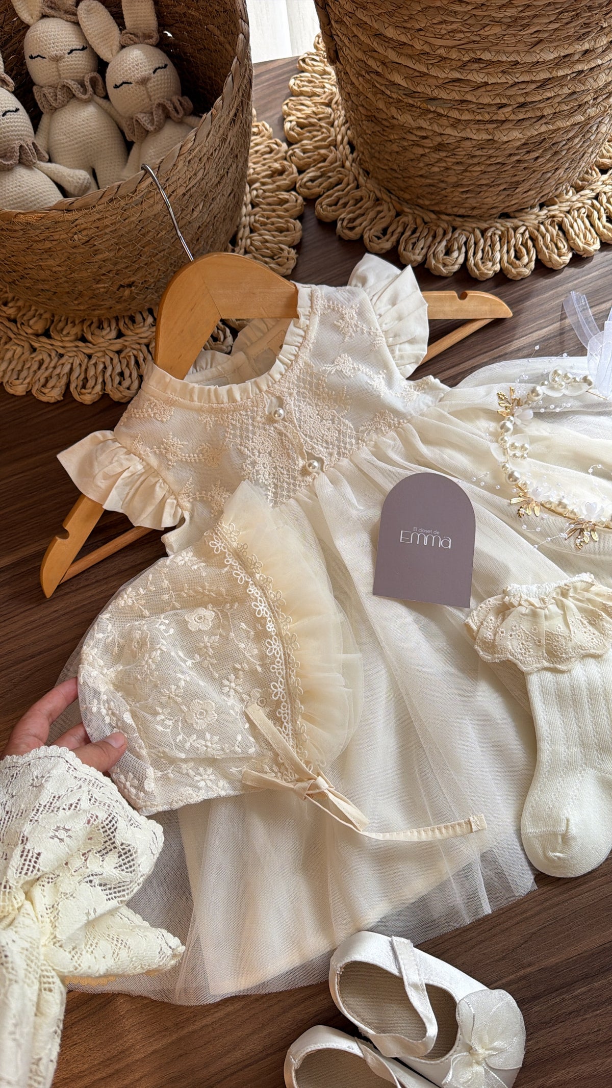 Set de Bautizo para Bebé Niña | Vestido Elegante con Accesorios