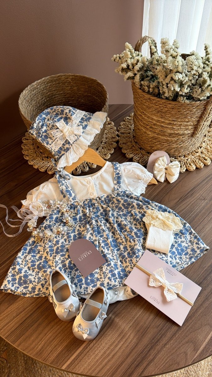 Outfit Vintage Floral para Bebé con Vestido, Zapatos y Accesorios | | Ropa de bebé y niña | El Closet de Emma