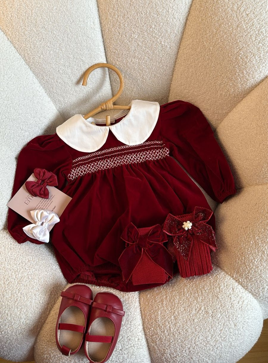Outfit completo Body Rojo con Cuello Blanco – Colección Navidad Clásica