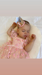 Vestido Rosado de Tul con Flores 3D | Fiesta y Fotos