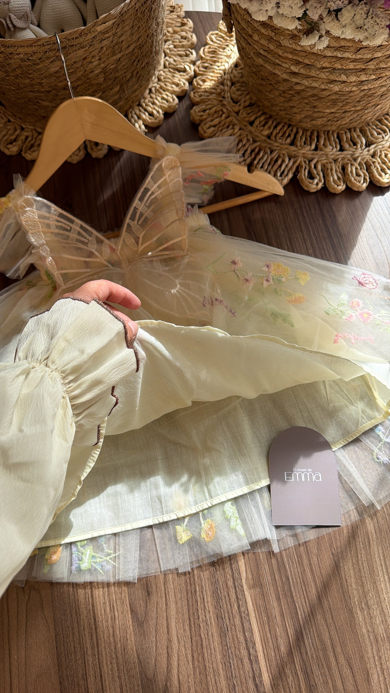 Outfit de Primer Año para Bebé Niña con Alas de Mariposa | Vestido Floral con Accesorios Completos