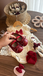 Vestido Vintage para Bebé 1 Año – Marfil y Borgoña