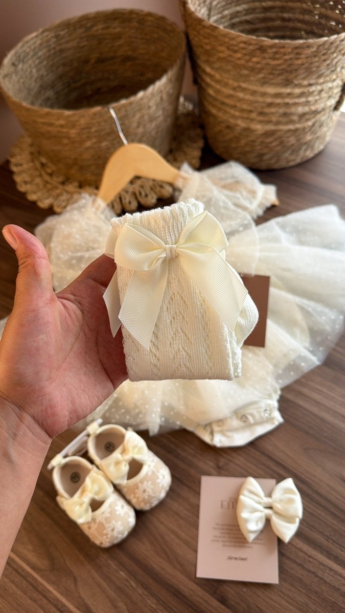 Outfit vestido Dulce Encanto Marfil | | Ropa de bebé y niña | El Closet de Emma