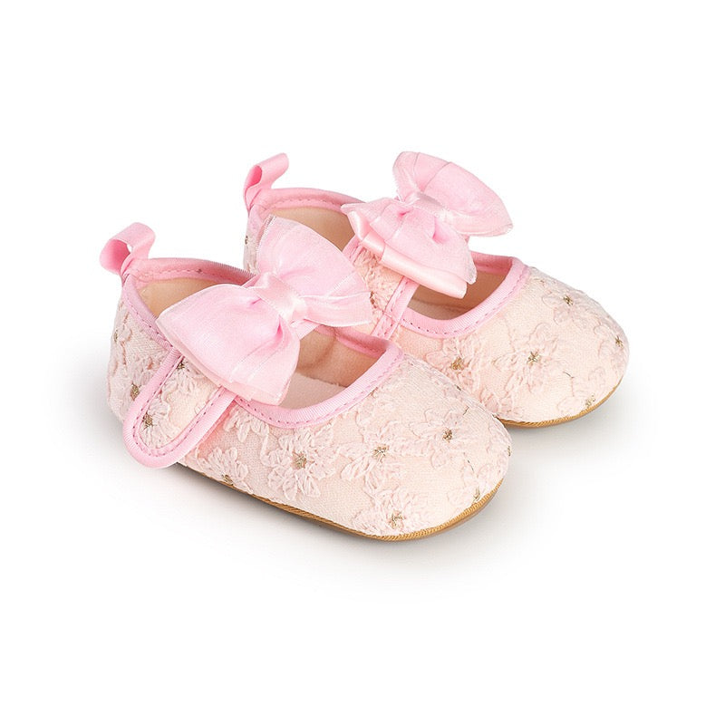 Zapatos para Bebé – Flor de Encaje Rosado