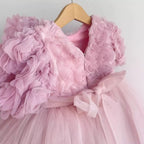 Vestido Rosa Princesa para Niña con Flores 3D y Tul | Fiesta, Cumpleaños y Sesión de Fotos