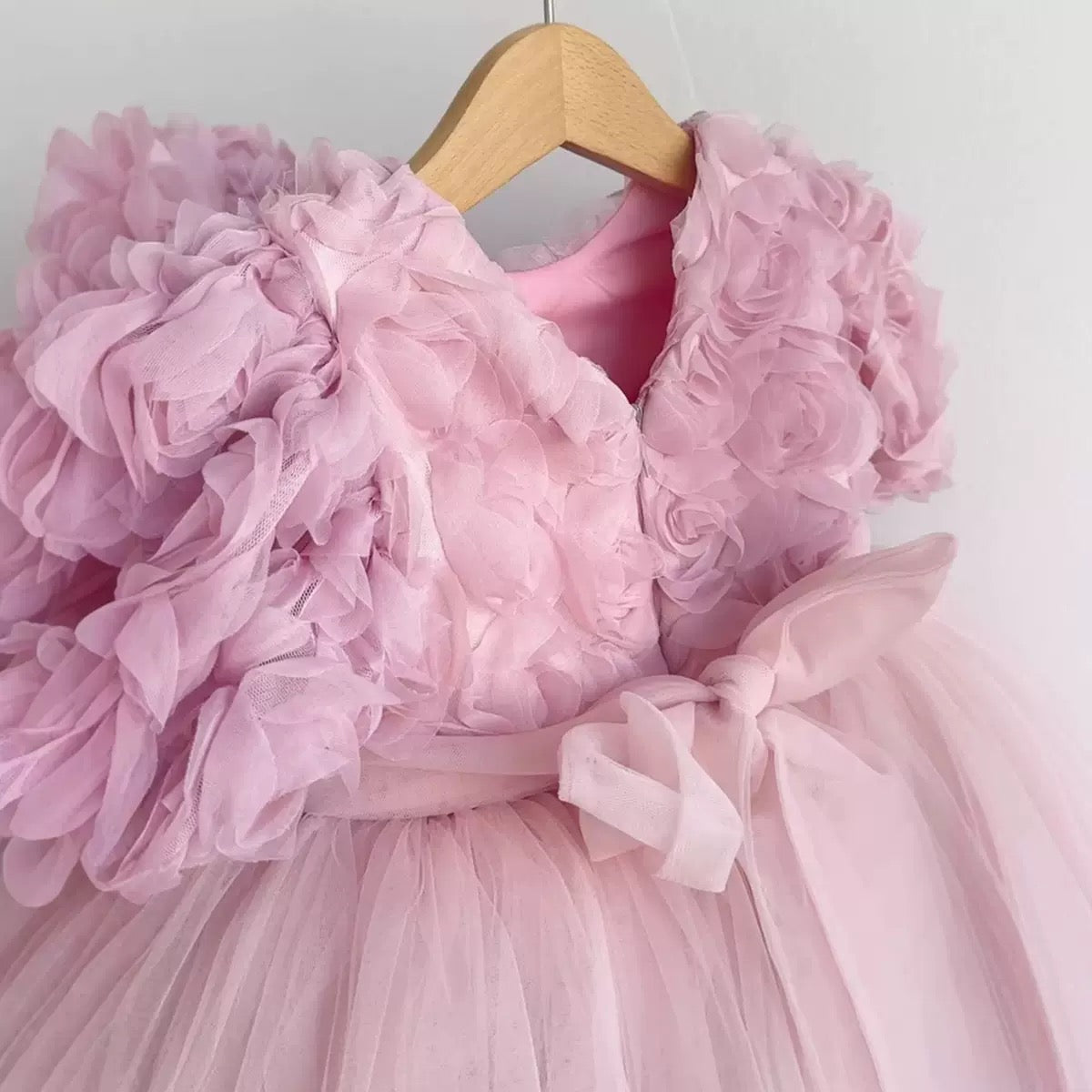 Vestido Rosa Princesa para Niña con Flores 3D y Tul | Fiesta, Cumpleaños y Sesión de Fotos