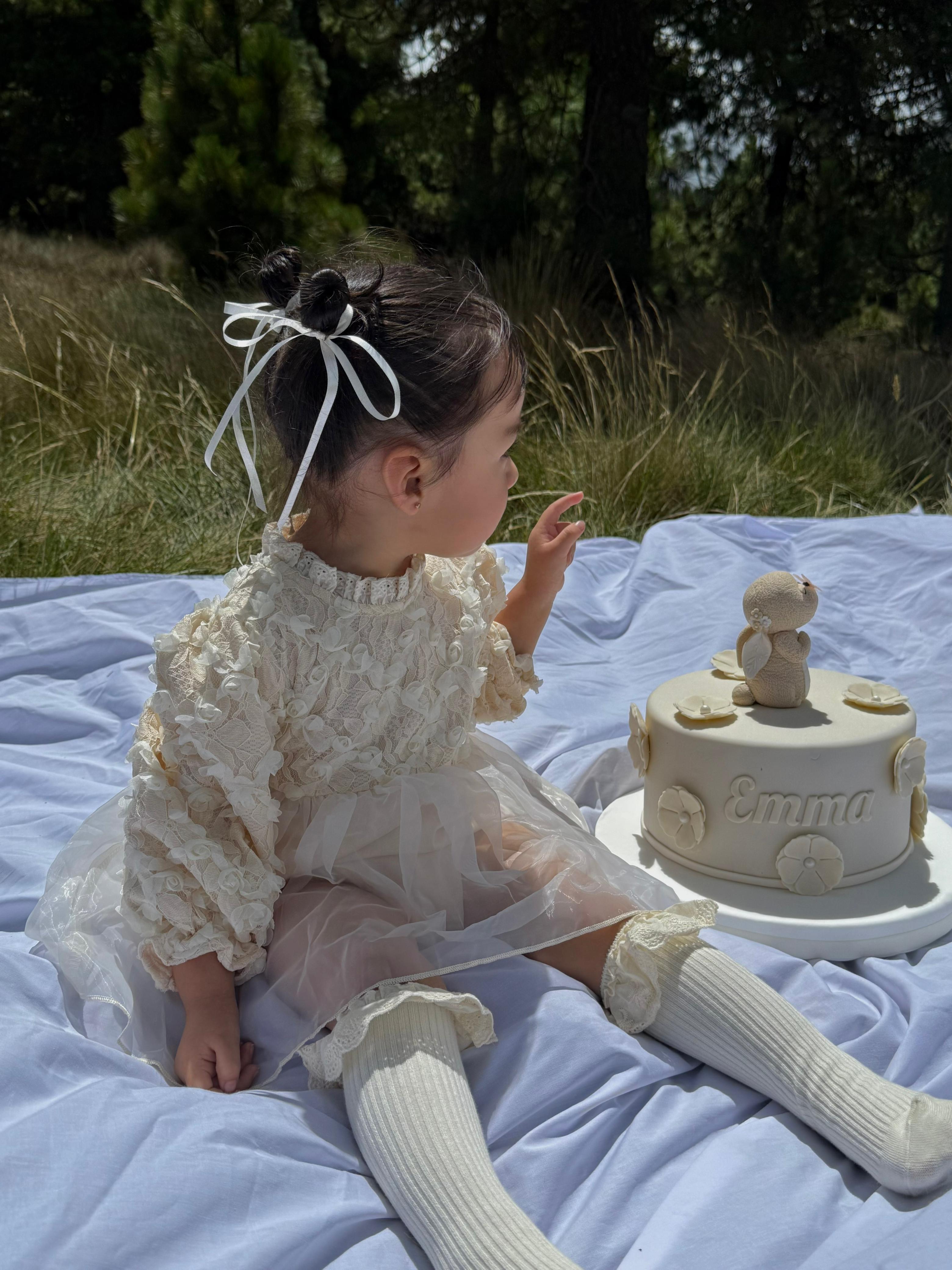 Vestido de Encaje con Flores 3D y Tul