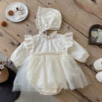 Vestido Body Manga Larga con Falda de Tul y Gorro a Juego para Bebé Niña | Vestido de Encaje | Ropa de bebé y niña | El Closet de Emma