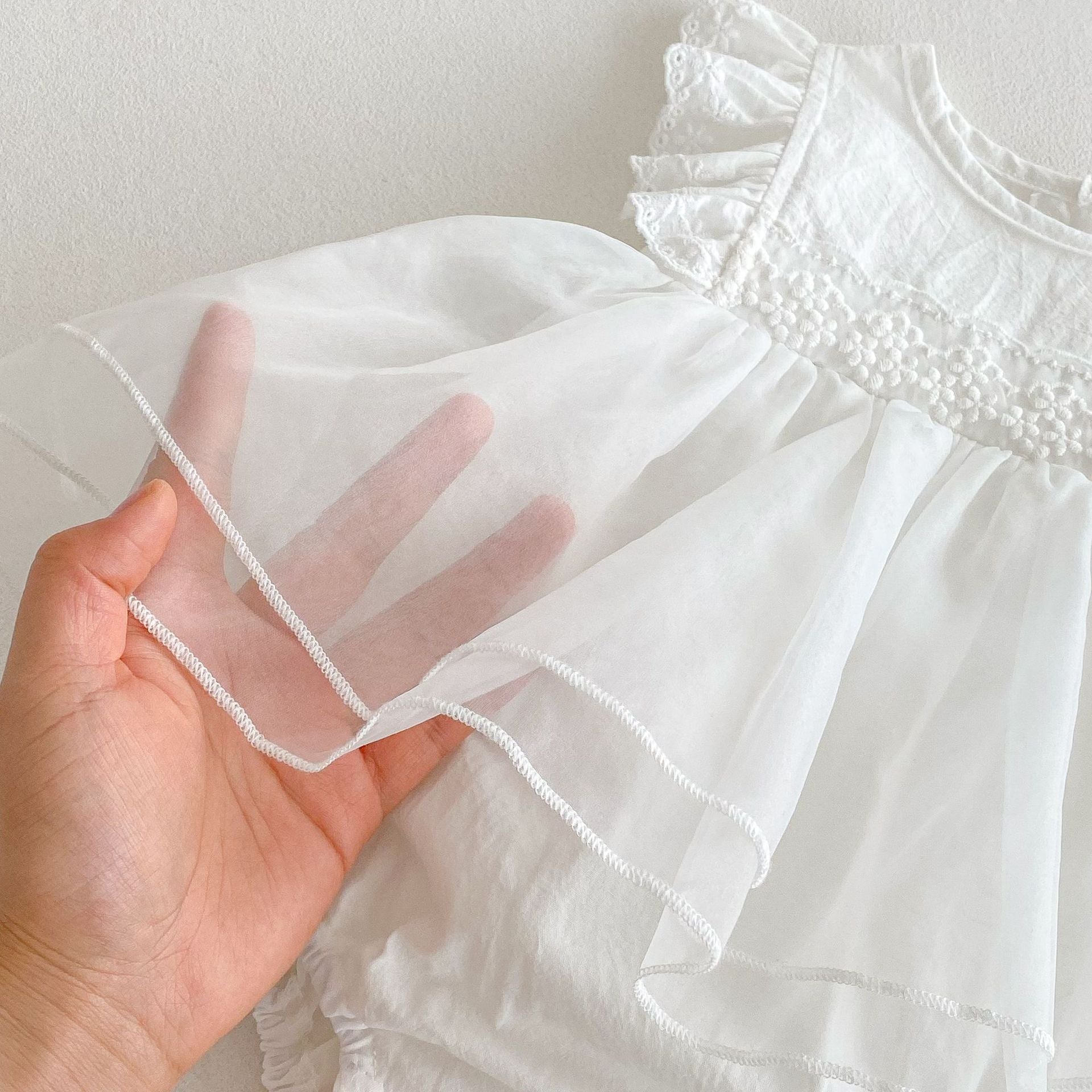 Romper Vestido Blanco Tul Bordado – Volantes