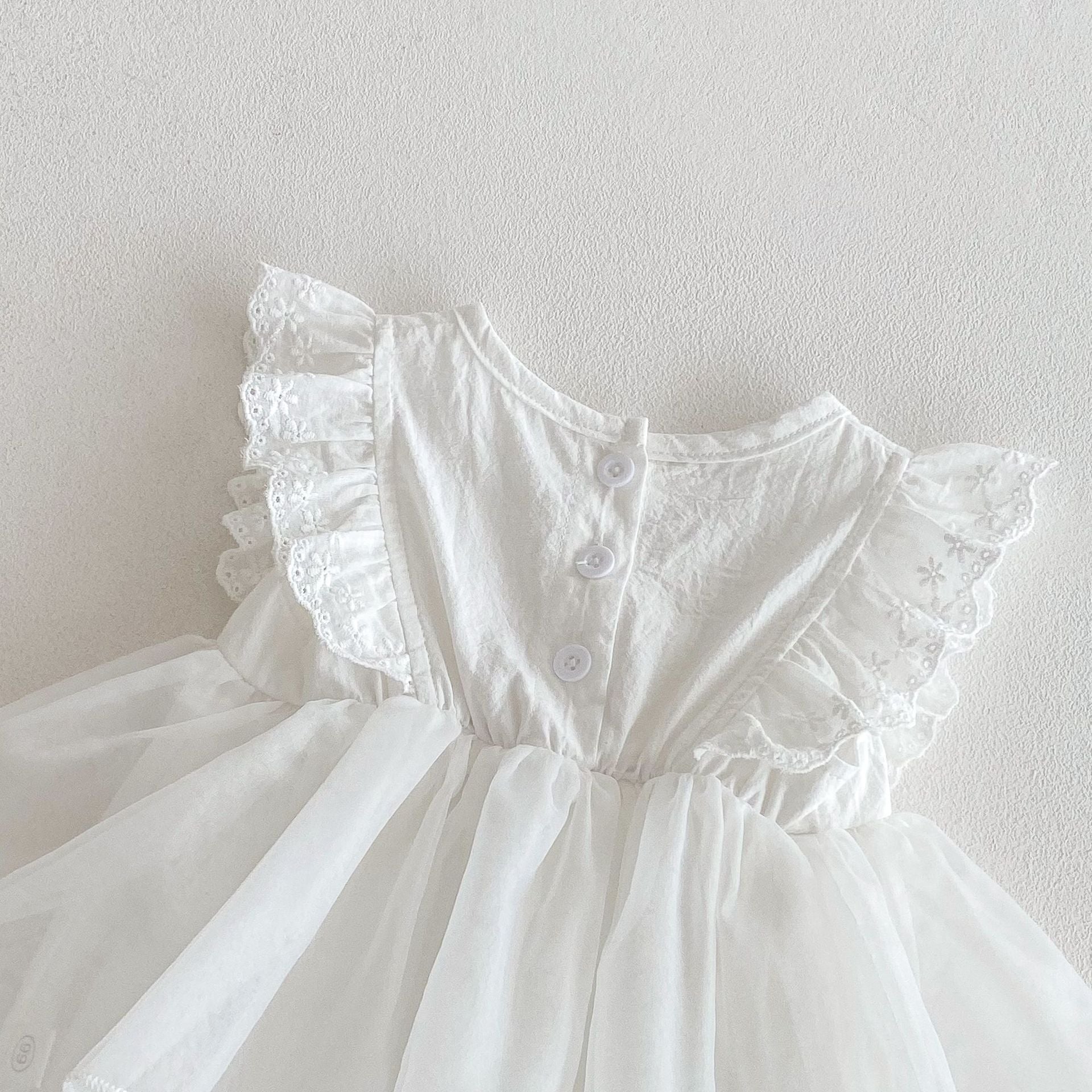 Romper Vestido Blanco Tul Bordado – Volantes