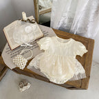 Romper Vestido Ivory Encaje Bordado – Manga Corta