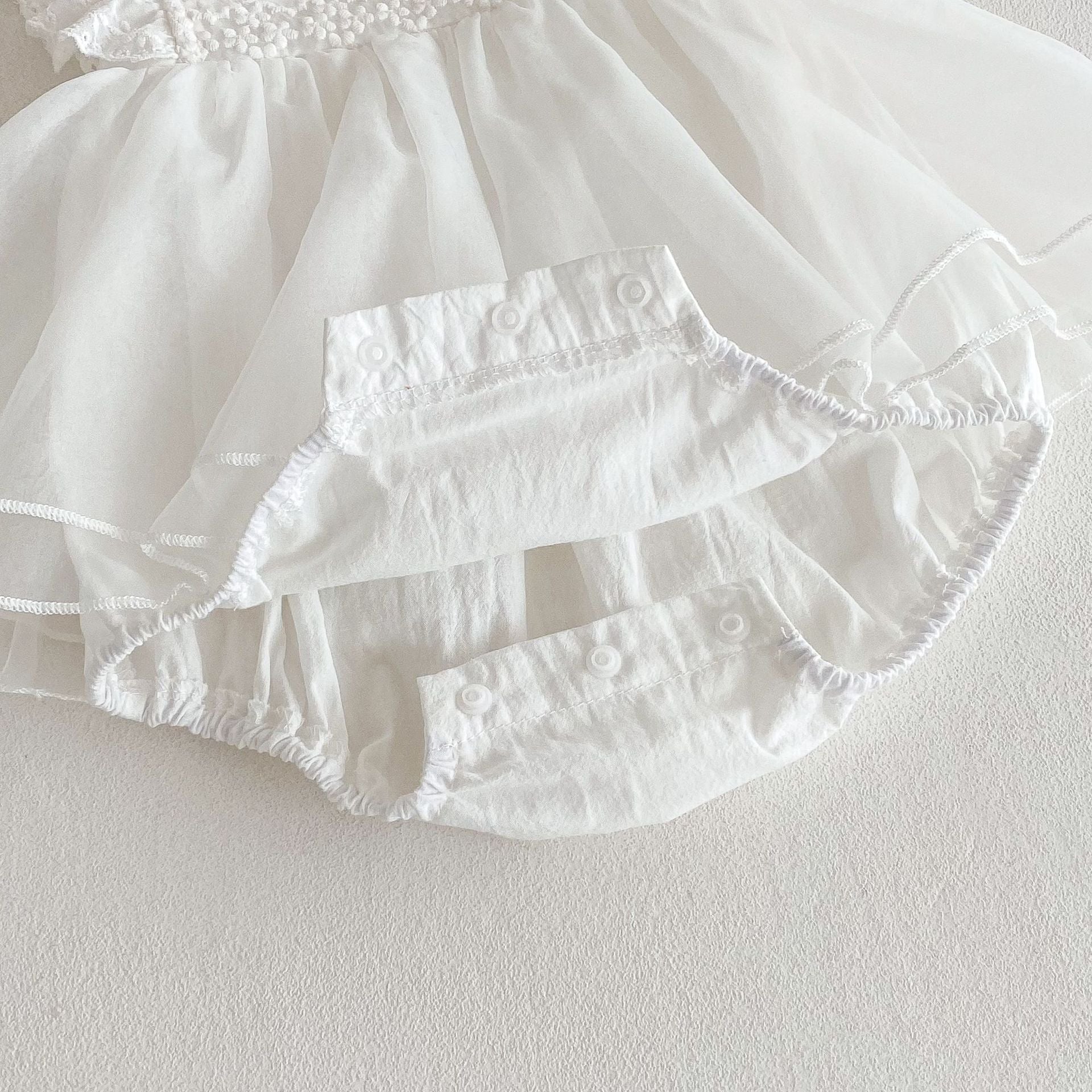 Romper Vestido Blanco Tul Bordado – Volantes