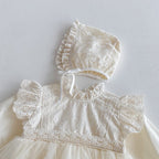 Vestido Body Manga Larga con Falda de Tul y Gorro a Juego para Bebé Niña | Vestido de Encaje | Ropa de bebé y niña | El Closet de Emma
