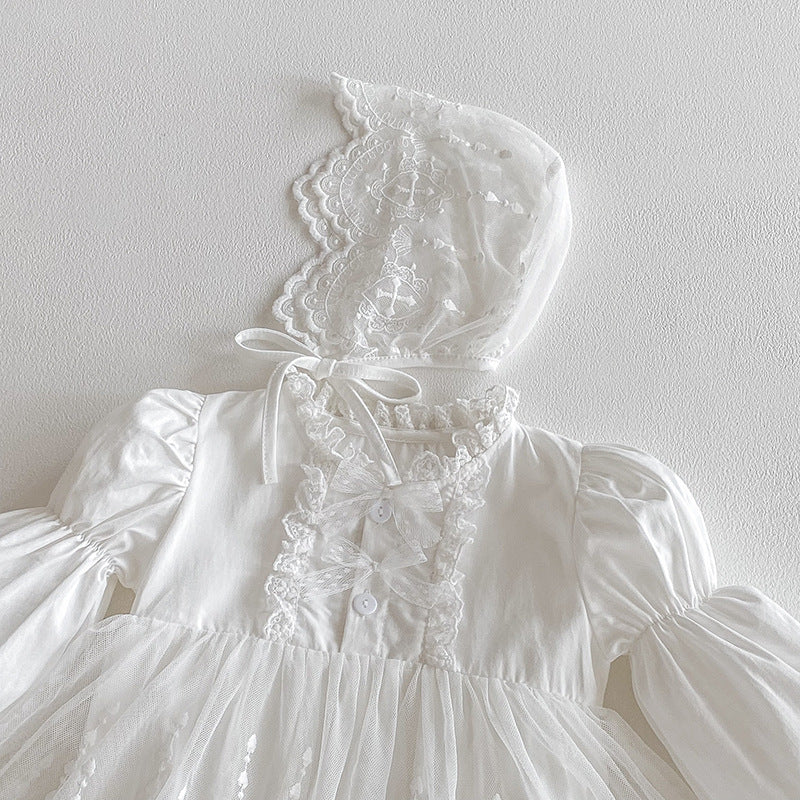 Conjunto con gorro Encaje Clásico con Capota – Edición Bautizo