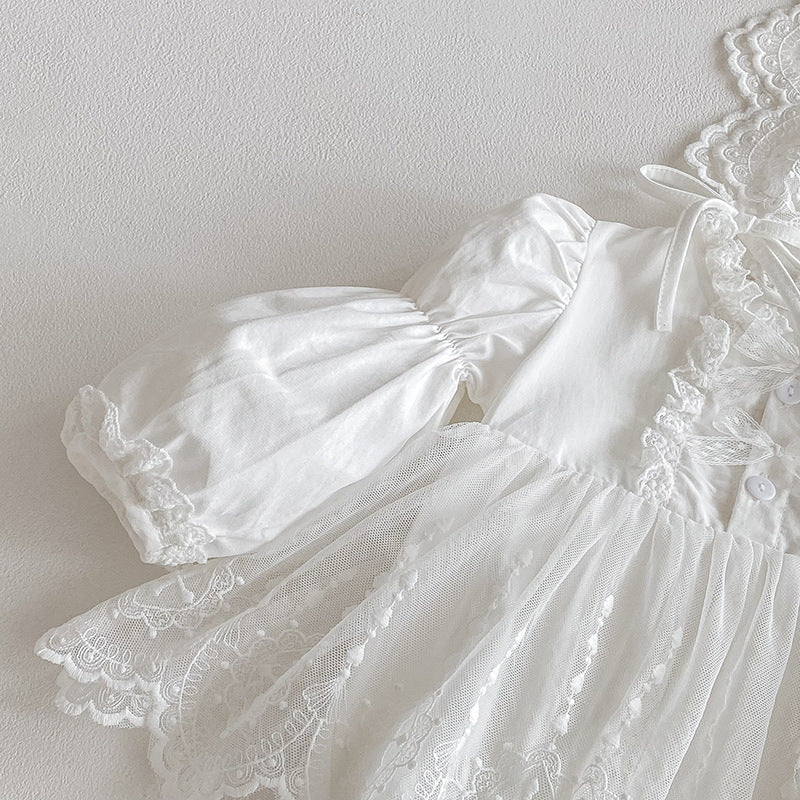 Conjunto con gorro Encaje Clásico con Capota – Edición Bautizo