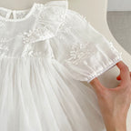 Vestido Body Blanco para Bebé Niña con Bordado Floral | Bautizo y Ocasiones Especiales