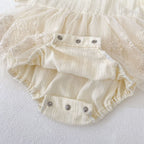 Romper Vestido Ivory Encaje Bordado – Manga Corta