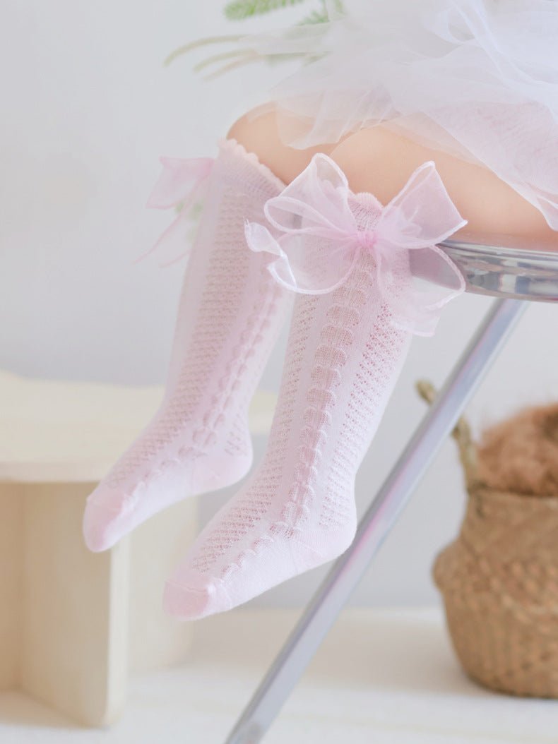 Medias Altas Rosa con Lazo Tul – Edición Dulzura Elegante Imagen principal del producto