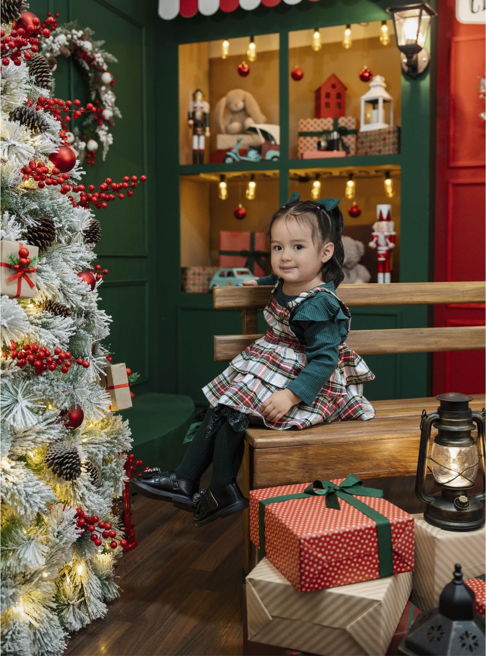 Conjunto Verde  de 3 Piezas para Bebé Niña – Body, Falda y Vincha