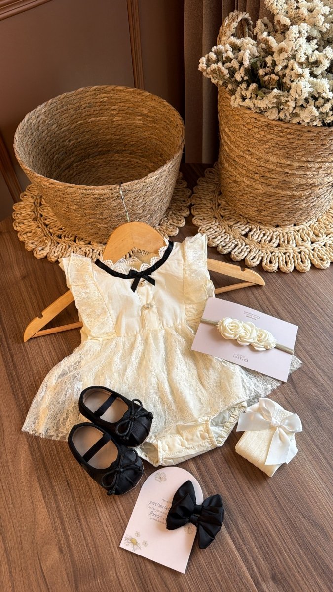 Outfit Elegancia Clásica Perla & Negro | | Ropa de bebé y niña | El Closet de Emma