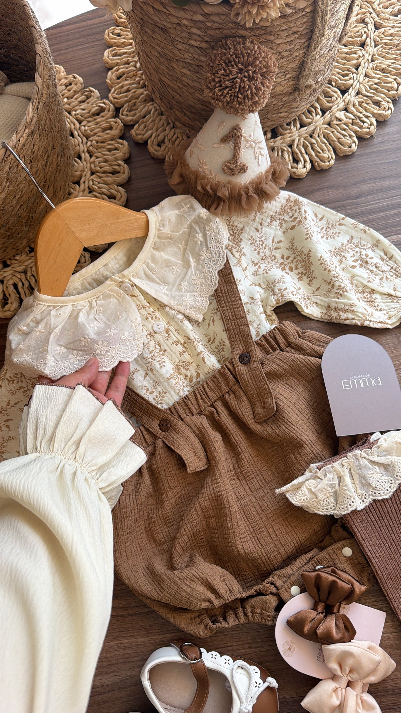 Conjunto Vintage para Bebé Niña de 1 Año | Outfit Completo de Cumpleaños