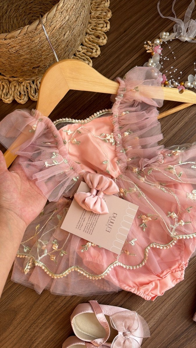 Outfit susurro de rosas | Vestido de Encaje | Ropa de bebé y niña | El Closet de Emma