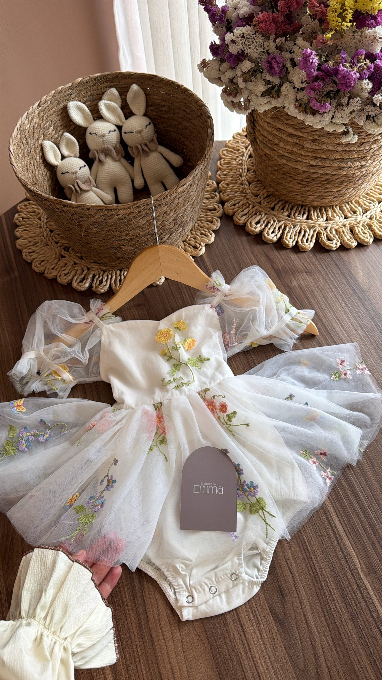 Outfit Hada del Bosque Encantado para Bebé Niña | Vestido Bordado con Kit de Alitas y Accesorios Completos