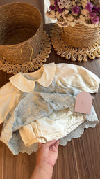 Vestido outfit Dulce Herencia Celeste | | Ropa de bebé y niña | El Closet de Emma
