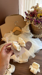 Outfit vestido Dulce Encanto Marfil | | Ropa de bebé y niña | El Closet de Emma