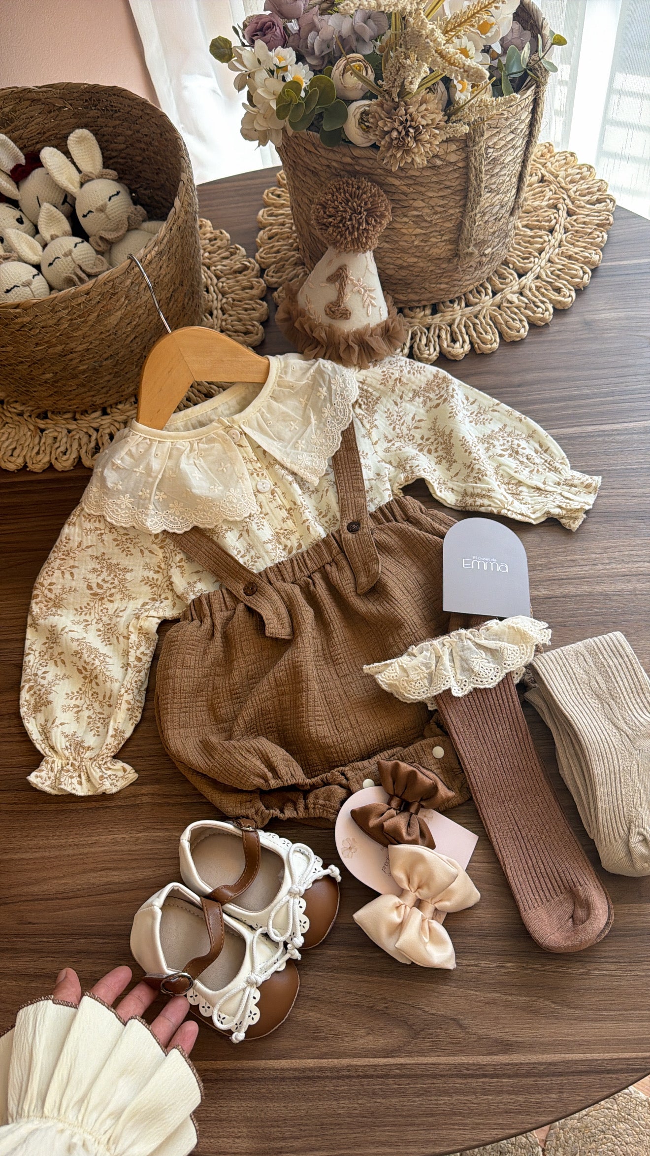 Conjunto Vintage para Bebé Niña de 1 Año | Outfit Completo de Cumpleaños