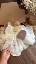 Vestido Floral marfil Tul Bordado – Edición Primavera | Vestido de Encaje | Ropa de bebé y niña | El Closet de Emma