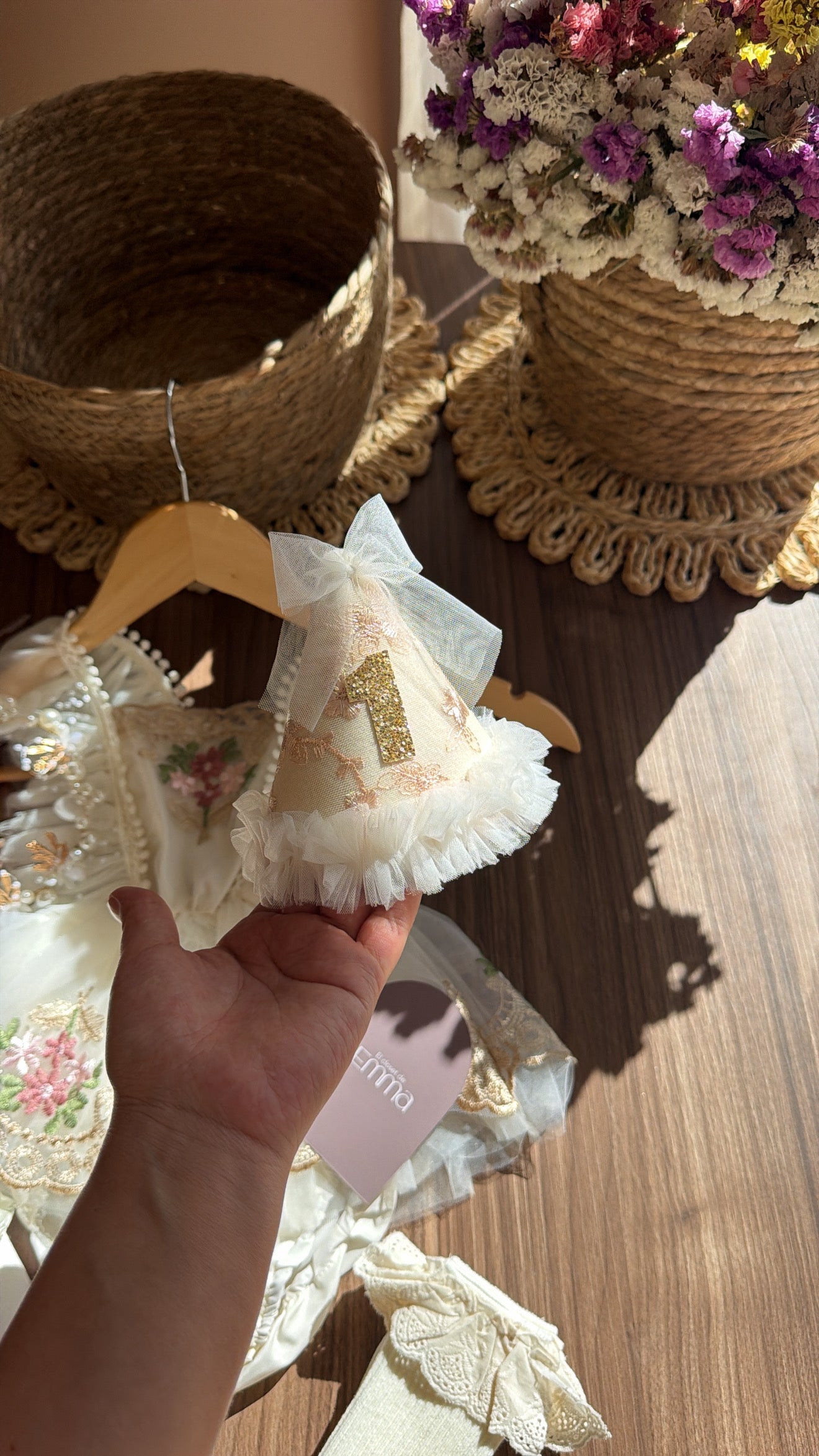 Outfit Hada Encantada para Bebé Niña | Vestido Bordado con Tul y Accesorios Completos