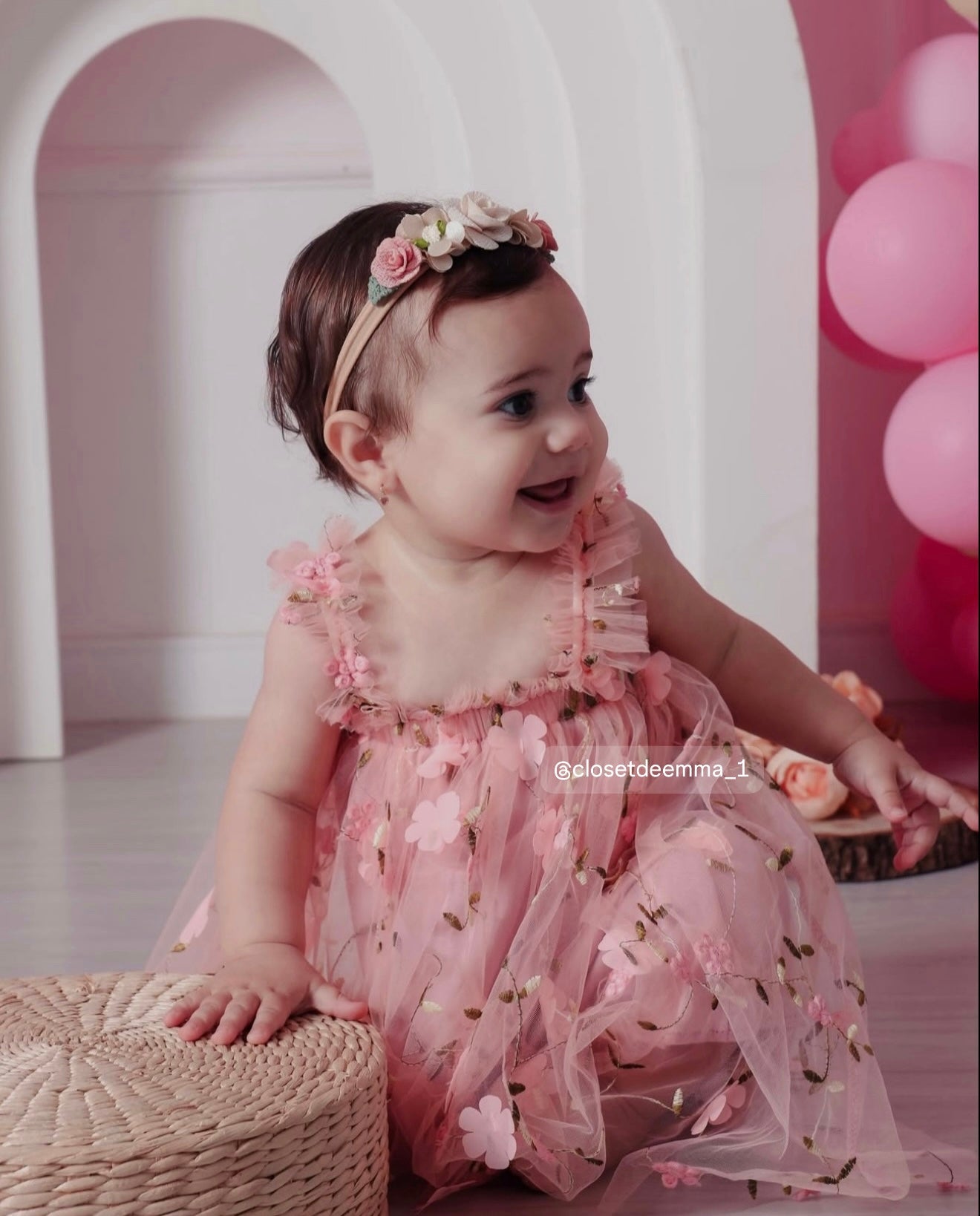 Vestido Rosa con Flores Bordadas en Tul – Modelo Blossom Garden Imagen principal del producto