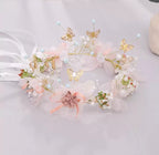 CORONA FLORAL ROSAS Y MARIPOSAS