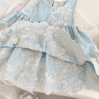 Vestido de encaje vintage celeste