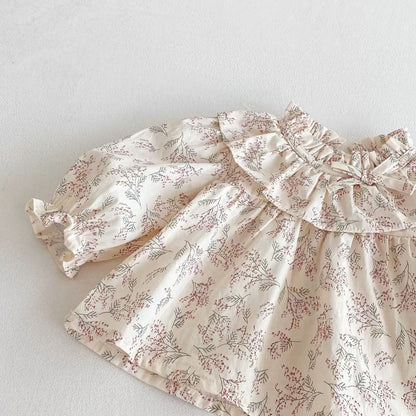 Conjunto Bebé Niña con Blusa Estampada y Body con Tirantes