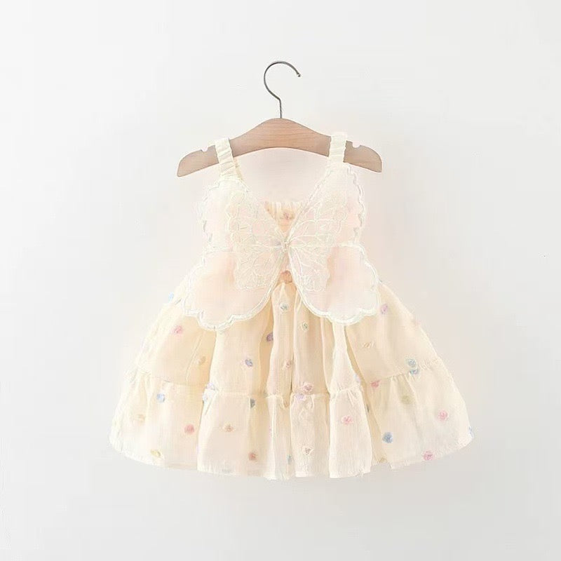 Vestido Beige con Alas de Mariposa para Bebé Niña