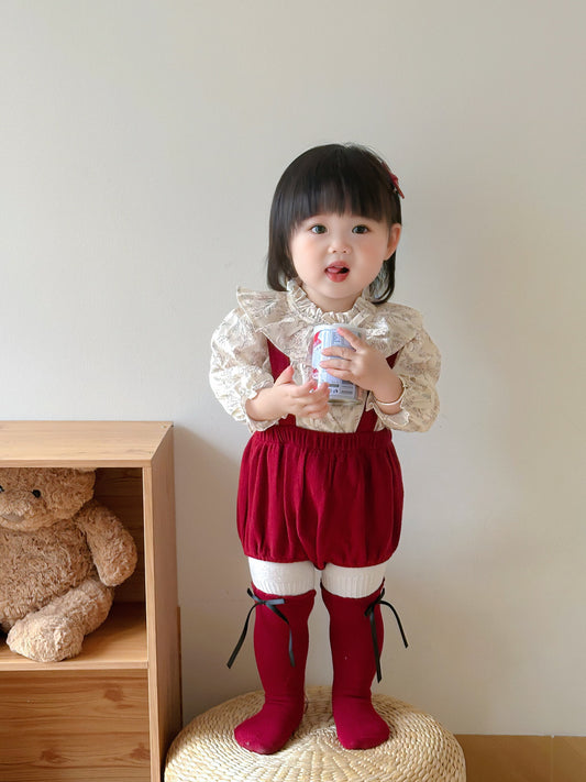 Conjunto Bebé Niña con Blusa Estampada y Body con Tirantes