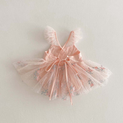 Vestido Rosa Pastel con Tul Bordado