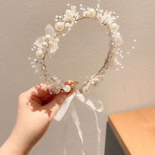 CORONA FLORAL DE PERLAS