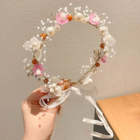 CORONA FLORAL DE PERLAS